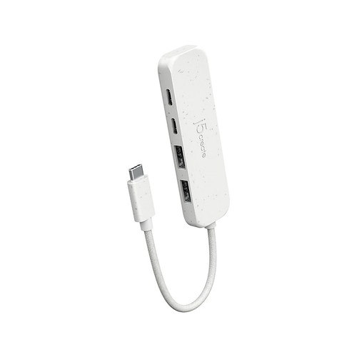 j5create Eco-Friendly 4-Port USB-C Hub, Pure White (JCH342EW)