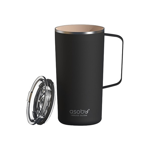 ASOBU Tower Mug, Black, 20 Oz. (SM90BK)