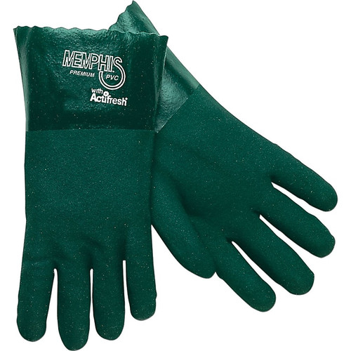 Memphis Gloves® Double Dipped Gloves, PVC, 14" Gauntlet Cuff, L Size, Green, 12 Pairs (65dda6120030d3d47820ee5c_ud)