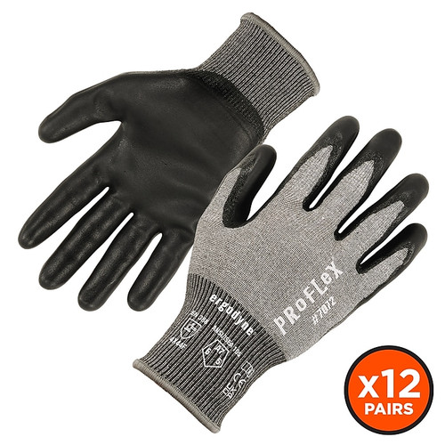 Ergodyne ProFlex 7072 Nitrile Coated Cut-Resistant Gloves, ANSI A7, Gray, XL, 12 Pair (10305)