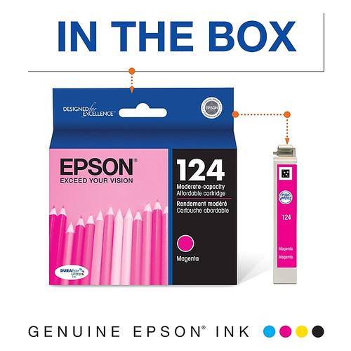 Epson T124 Magenta Standard Yield Ink Cartridge, Prints Up to 220 Pages (T124320-S)