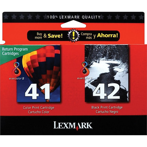 Lexmark 41/42 Black/Tri-Color Standard Yield Ink Cartridge, 2/Pack (18Y0238)