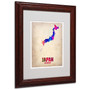 Trademark Fine Art 'Japan Watercolor Map' 11" x 14" Wood Frame Art (65dc8f56d5d0399c333adf98_ud)