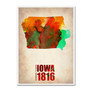 Trademark Fine Art 'Iowa Watercolor Map' 14" x 19" Canvas Art (65dc90b6d5d0399c333ae30c_ud)