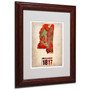 Trademark Fine Art 'Mississippi Watercolor Map' 11" x 14" Wood Frame Art (65dc9386d5d0399c333aeb66_ud)