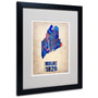 Trademark Fine Art 'Maine Watercolor Map' 16" x 20" Black Frame Art (65dc938fd5d0399c333aeb82_ud)