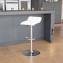 Flash Furniture Contemporary Vinyl Low Back Bar Stool, Adjustable Height, White (DS801BWH)