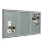 Ghent 4' H x 6' W Enclosed Vinyl Bulletin Board with Satin Frame, 3 Door, Silver (PA34872VX-193)