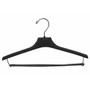NAHANCO 15" Plastic Young Men's Concave Suit Hanger, Chrome Hook, Black, 100/Pack (2515)