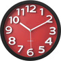 TEMPUS Wall Clock with Raised Numerals and Silent Sweep Red Dial, Plastic, 13"(TC62127R)