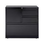 Hirsh HL8000 Series 3-Drawer Lateral File Cabinet, Locking, Letter/Legal, Black, 30" (19628)