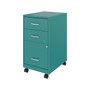 Space Solutions 3-Drawer Mobile Vertical File Cabinet, Letter Size, Lockable, 26.7"H x 14.25"W x 18"D, Teal (24431)