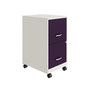 Space Solutions SOHO Smart File 2-Drawer Mobile Vertical File Cabinet, Letter Size, Lockable, Pearl White/Midnight Purple(25336)