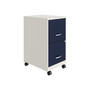 Space Solutions SOHO Smart File 2-Drawer Mobile Vertical File Cabinet, Letter Size, Lockable, Pearl White/Navy (25335)