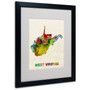 Trademark Fine Art 'West Virginia Map' 16" x 20" Black Frame Art (65dcbf4a17a032fd25514a18_ud)