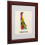 Trademark Fine Art 'Delaware Map' 11" x 14" Wood Frame Art (65dcbf6317a032fd25514a64_ud)