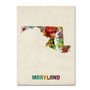 Trademark Fine Art 'Maryland Map' 14" x 19" Canvas Art (65dcbf7117a032fd25514a9c_ud)