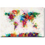 Trademark Global Michael Tompsett "Paint Splashes World Map" Canvas Art, 30" x 47" (65dcbfca17a032fd25514b58_ud)