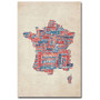 Trademark Global Michael Tompsett "France - Cities Text Map" Canvas Art, 47" x 30" (65dcc10317a032fd25514f2c_ud)