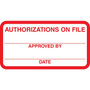 Patient Record Labels; Authorizations On File, Red and White,1-3/4x3-1/4", 500 Labels (65dcc18156ba3d1b26e989e7_ud)