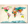 Trademark Global Michael Tompsett "Watercolor World Map" Canvas Art, 30" x 47" (65dcc1d517a032fd2551522c_ud)