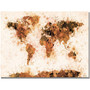 Trademark Global Michael Tompsett "Bronze Paint Splash World Map" Canvas Art, 30" x 47" (65dcc1d517a032fd25515230_ud)