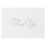 JAM PAPER Thank You Card Sets, Silver Script Cards with Kraft Envelopes, 25 Cards and Envelopes (D41115NPMB)