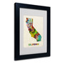Trademark Fine Art 'California Map' 11" x 14" Black Frame Art (65dcc25c17a032fd2551539e_ud)