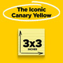 Post-it Notes, 3" x 3", Canary Collection, Lined, 100 Sheet/Pad, 2 Pads/Pack (630PK2)