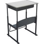 Safco AlphaBetter® Desk with Book Box, Gray/Black, 26" - 42"H x 28"W x 20"D (65dcc92a97e3e2b371086785_ud)