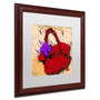Trademark Roderick Stevens "Flower Purse Purple on Red" Art, White Matte W/Wood Frame, 16" x 16" (65dcf1a0e8837636b119ffe8_ud)
