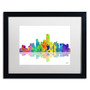 Trademark Fine Art ''Jersey City New Jersey Skyline'' by Marlene Watson 16" x 20" White Matted Black Frame (MW0051-B1620MF)