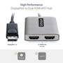 StarTech.com DisplayPort to Dual HDMI Video Adapter, Male to Female, 1ft Host Cable, DP 1.4, HBR3, MST, 4K 60Hz (MST14DP122HD)