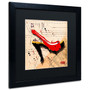Trademark Roderick Stevens "Suede Heel Red" Art, Black Matte With Black Frame, 16" x 16" (65dcf308e8837636b11a113a_ud)