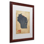 Trademark Michael Tompsett "Wisconsin Map Denim Jeans.." Art, White Matte W/Wood Frame, 16" x 20" (65dcf309e8837636b11a1157_ud)