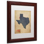 Trademark Michael Tompsett "Texas Map Denim Jeans Style" Art, White Matte W/Wood Frame, 11" x 14" (65dcf364e8837636b11a14da_ud)