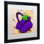 Trademark Roderick Stevens "Flower Purse Green on Purple" Art, White Matte W/Black Frame, 16" x 16" (65dcf3b7e8837636b11a164a_ud)