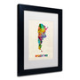 Trademark Michael Tompsett "Argentina Watercolor Map" Art, White Matte W/Black Frame, 11" x 14" (65dcf3d6e8837636b11a16e2_ud)