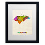 Trademark Fine Art ''Honduras Watercolor Map'' by Michael Tompsett 16" x 20" White Matted Black Frame (MT0748-B1620MF)