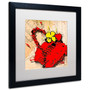 Trademark Roderick Stevens "Flower Purse Yellow on Red" Art, White Matte W/Black Frame, 16" x 16" (65dcf4e5e8837636b11a1b6a_ud)