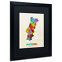 Trademark Michael Tompsett "Portugal Watercolor Map" Art, Black Matte W/Black Frame, 16" x 20" (65dcf5a9e8837636b11a1ed7_ud)