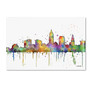 Trademark Fine Art Marlene Watson 'Cleveland Ohio Skyline Mclr-1' 12" x 19" Canvas Stretched (190836203185)