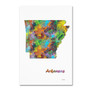 Trademark Fine Art Marlene Watson 'Arkansas State Map-1' 12" x 19" Canvas Stretched (190836212842)
