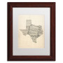 Trademark Fine Art ''Old Sheet Music Map of Texas'' by Michael Tompsett 11" x 14" White Matted Wood Frame (MT0528-W1114MF)