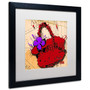 Trademark Roderick Stevens "Flower Purse Purple on Red" Art, White Matte W/Black Frame, 16" x 16" (65dcf7e5e8837636b11a2872_ud)