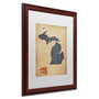 Trademark Michael Tompsett "Michigan Map Denim Jeans.." Art, White Matte W/Wood Frame, 16" x 20" (65dcf7e5e8837636b11a2896_ud)