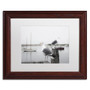 Trademark Fine Art ''Two Seagulls & Boats'' by Moises Levy 11" x 14" White Matted Wood Frame (ALI1147-W1114MF)