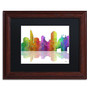 Trademark Fine Art ''Cincinatti Ohio Skyline'' by Marlene Watson 11" x 14" Black Matted Wood Frame (MW0047-W1114BMF)