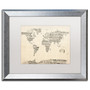 Trademark Fine Art ''Old Sheet Music World Map'' by Michael Tompsett 16" x 20" Silver Frame (MT0016-S1620MF)