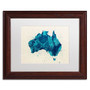 Trademark Fine Art ''Australia Paint Splashes Map 2'' by Michael Tompsett 11" x 14" White Matted Wood Frame (MT0516-W1114MF)